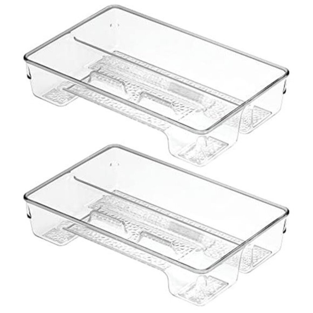 Clear Plastic Toothbrush Holder Organizer Bathroom Drawer Toothpaste Storage Bin